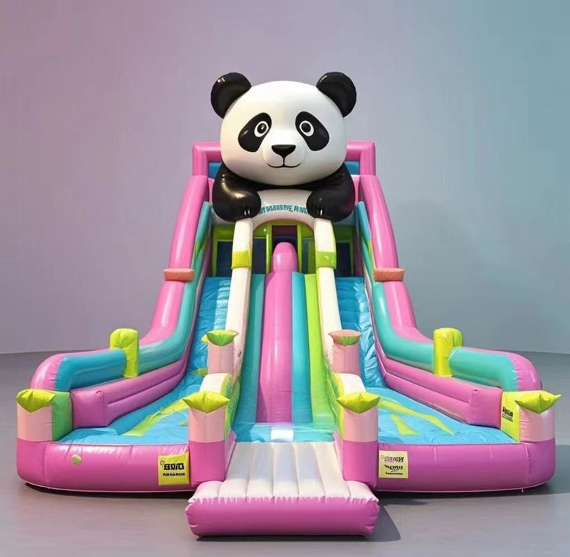 Animal Panda opblaasbaar kasteel waterglijbaan springhuis kleurrijk binnen springkasteel commercieel springkasteel
