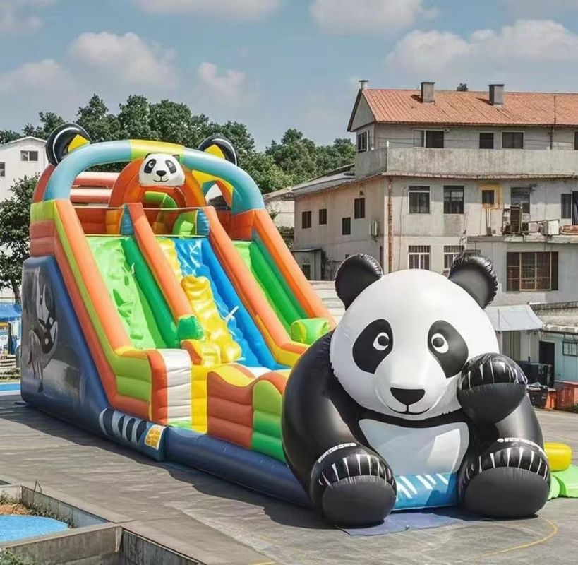 Animal Panda opblaasbaar kasteel waterglijbaan springhuis kleurrijk binnen springkasteel commercieel springkasteel
