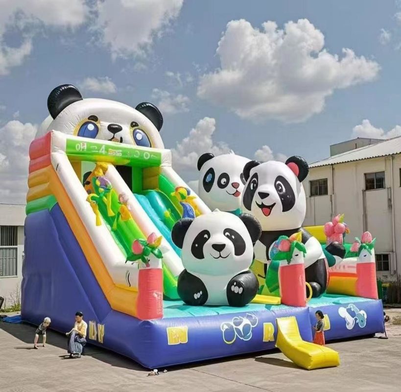 Animal Panda opblaasbaar kasteel waterglijbaan springhuis kleurrijk binnen springkasteel commercieel springkasteel
