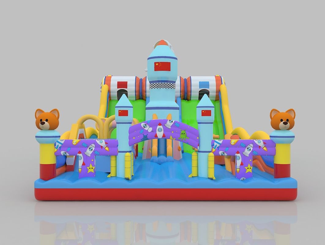 PVC commercieel springkasteel met glijbaan 6m 7m charmant springhuis met glijbaan voor volwassenen