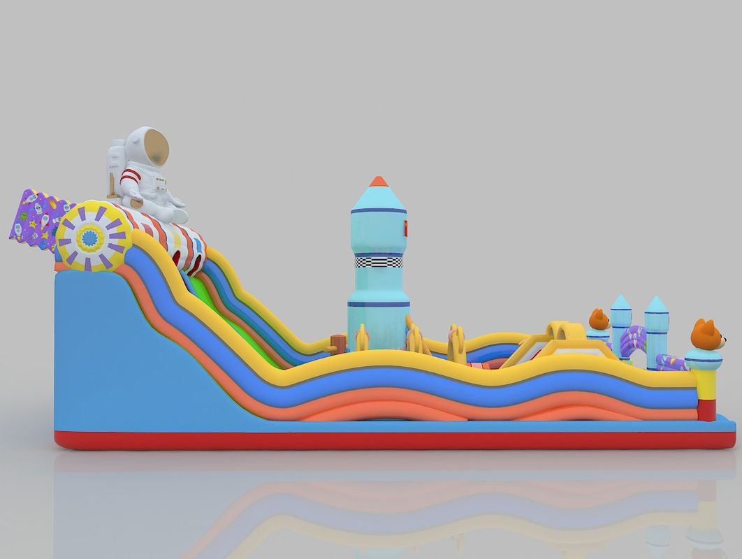 PVC commercieel springkasteel met glijbaan 6m 7m charmant springhuis met glijbaan voor volwassenen