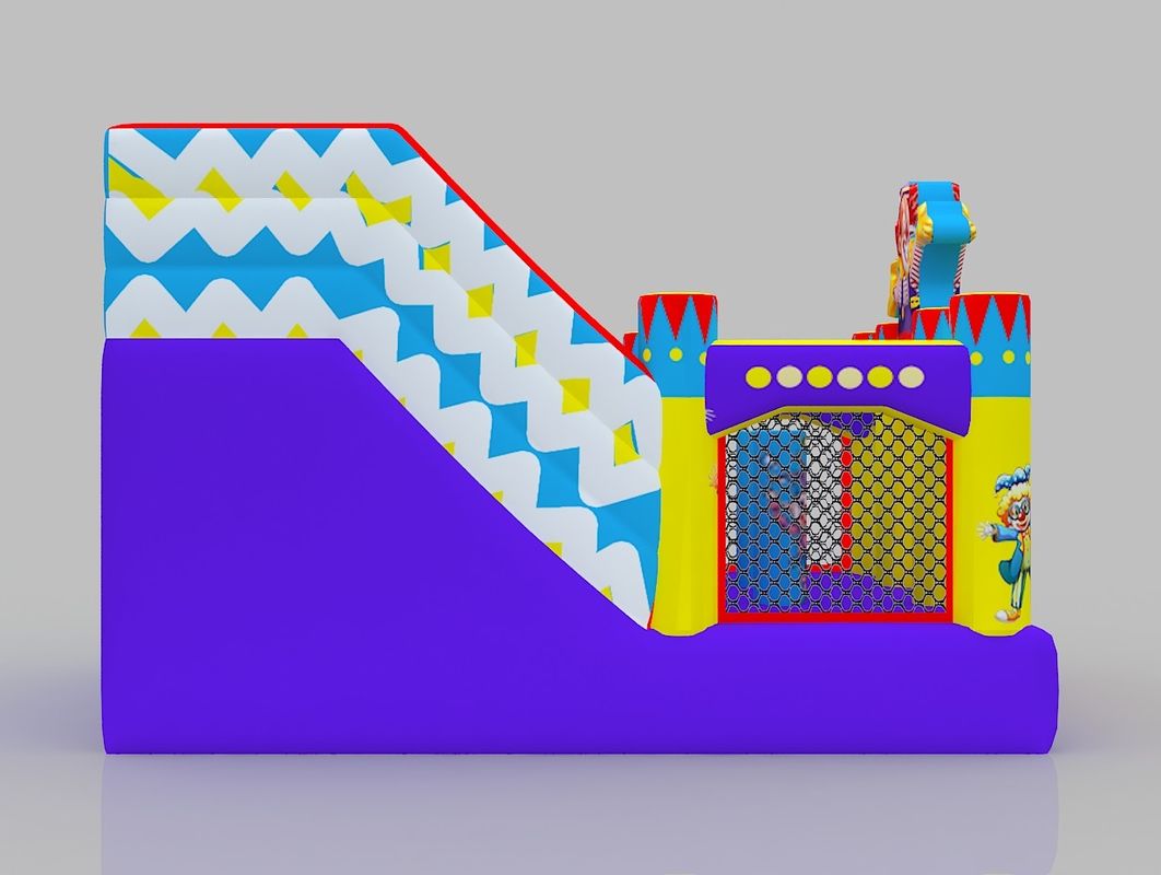 Opblaasbaar kasteel voor kinderen Geel Blauw Buiten Bounce House Spring kasteel Huur Met Glijbaan
