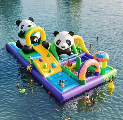 Commercieel springhuis opblaasbaar kasteel voor kinderen waterpark spel panda waterslide