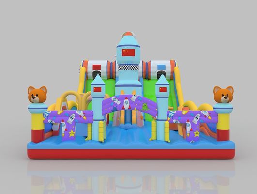 PVC commercieel springkasteel met glijbaan 6m 7m charmant springhuis met glijbaan voor volwassenen